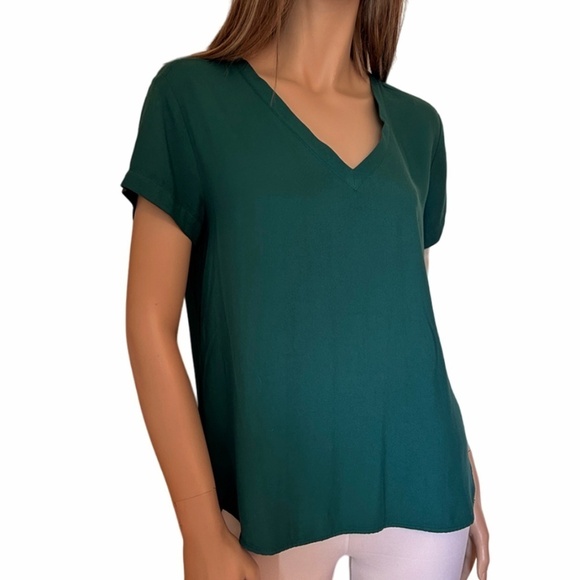 Cloth & Stone Top Shirt Tee Tank 100% Rayon Short Sleeve Hi-Low Rounded Hem - Picture 5 of 12